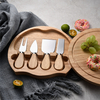 Butter Stainless Steel Knife Cheese Tools Round Bamboo Cheese Board Cutting Board with Knife Set