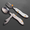 Stainless steel metal titanium foldable collapsable camping outdoor travel folding spork knife spoon fork bottle can opener