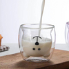 Wholesale Cute Cartoon Animal Bear Shape 250ml Double Wall Clear Borosilicate Glass Coffee Cup for Drinking