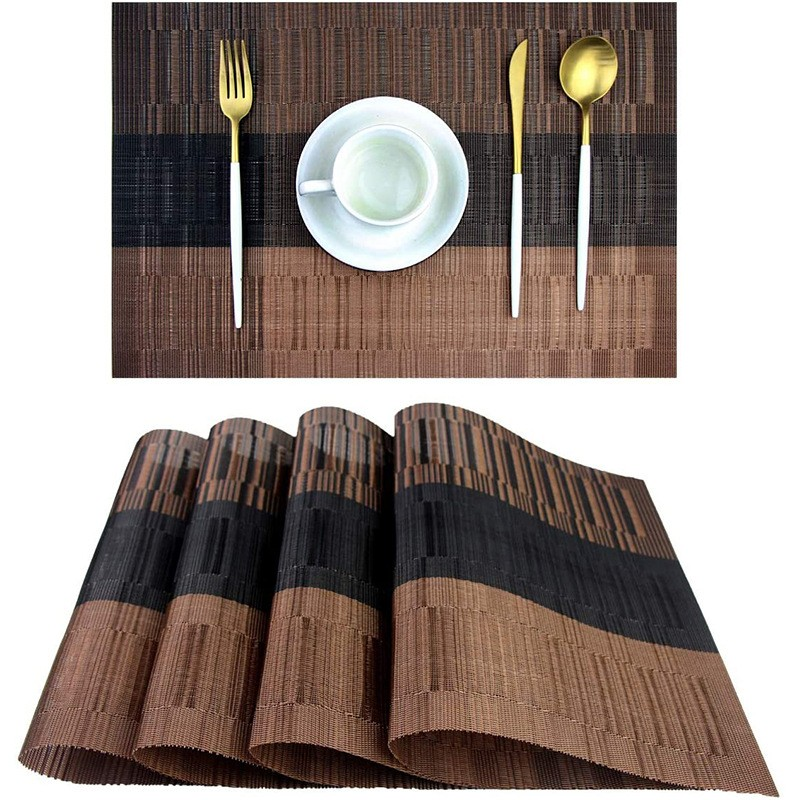 Wholesale Rectangle Design Table Mats Pvc Plastic Modern Placemat Durable Heat-resistant Placemats for Dining Table