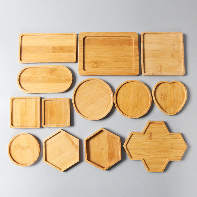 High Quality Home Decor Hexagon Heart Square Round Shape Mould Blank Natural Bamboo Wood Coaster Set