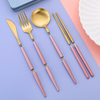 Stainless Steel Collapsible Silverware Fork Spoon Chopsticks Gold Flatware Folding Cutlery Set In Case For Camping