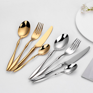 Highest Quality Stainless Steel Fork Spoon Knife Cutlery Set Dessert Spoon Luxury Gold Flatware Sets for Wedding Party