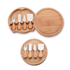 Butter Stainless Steel Knife Cheese Tools Round Bamboo Cheese Board Cutting Board with Knife Set