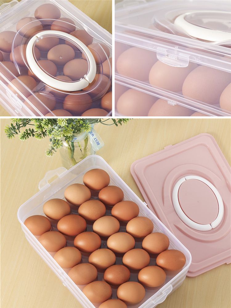 3-Layer Clear Plastic Storage Container Large Capacity Egg Fresh Storage Holder Box for Refrigerator