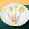 Porcelain Flatware Stainless Steel Gold Cutlery Set with Ceramic Handle