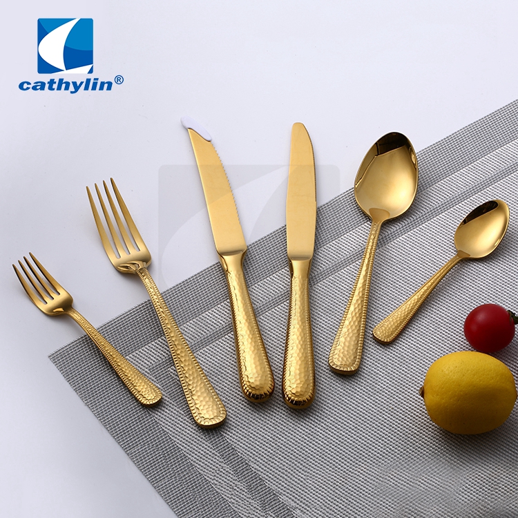 6pcs Stainless Steel Cutlery Gold Hotel Wedding Matte Flatware Set