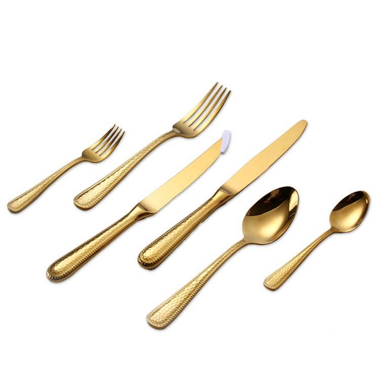 6pcs Stainless Steel Cutlery Gold Hotel Wedding Matte Flatware Set