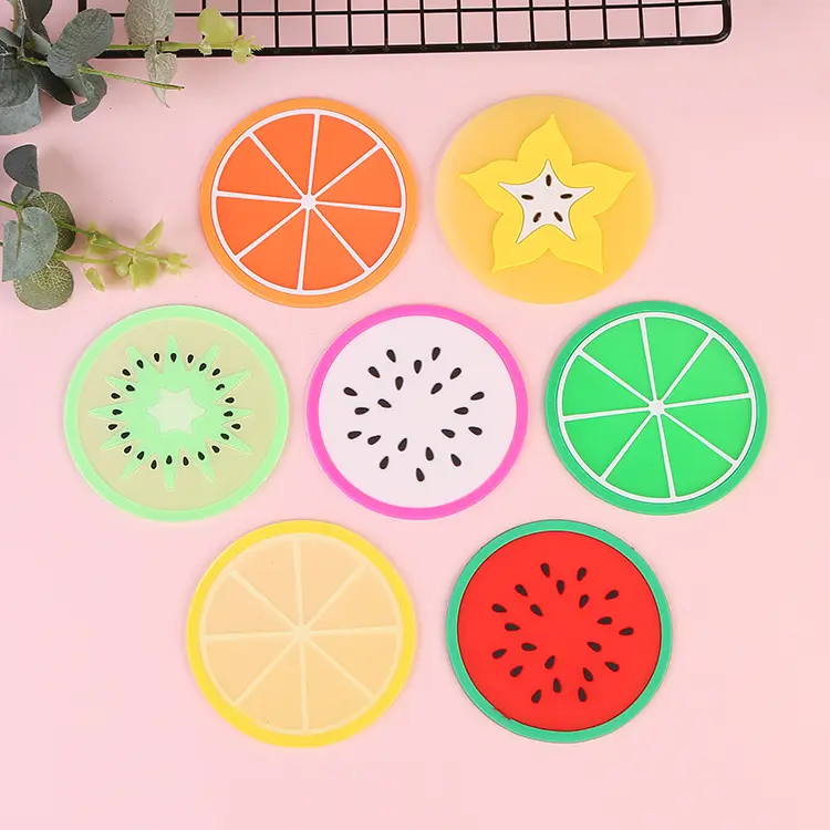 Cute Cartoon Fruit Silicone Pvc Drink Cup Coasters Manufacturer