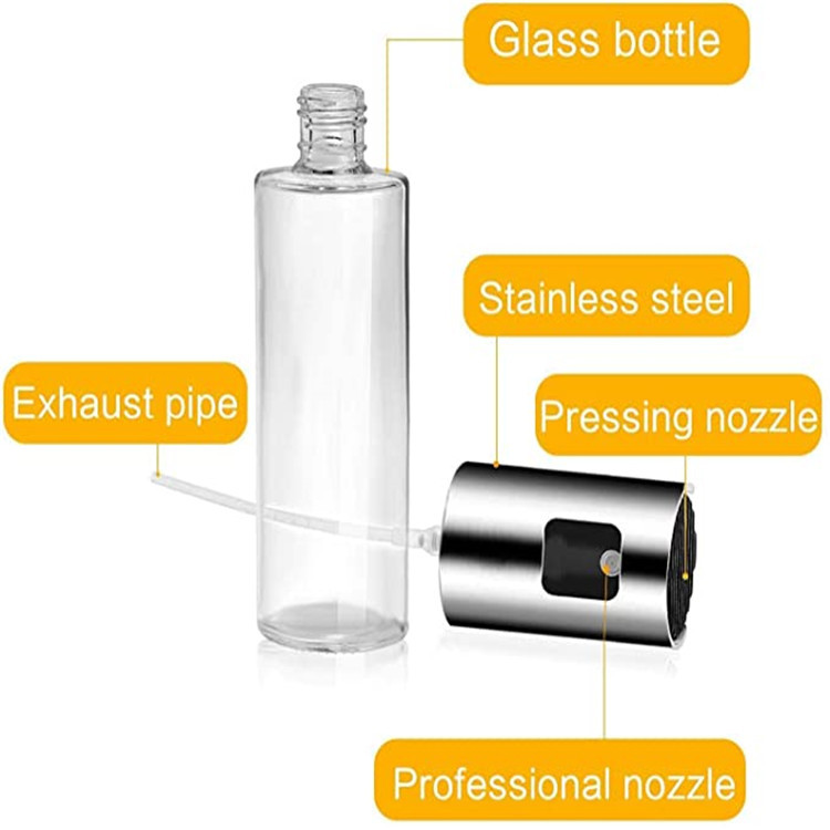 2022 100ml Refillable Stainless Steel Glass Empty Bottle Pressure Mister Olive Oil Sprayer for Cooking