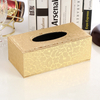 Luxury Plain Rectangular Soft Pu Leather Gold Napkin Holder Tissue Box with Cover