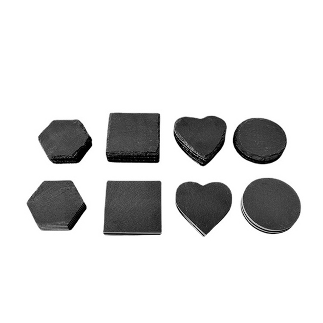 Black Blank Sublimation Hexagon Round Heart Stone Slate Coaster Set