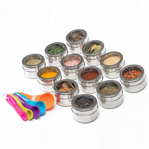 Plastic Protein Stainless Steel Magnet Magnetic Bottle Containers Spice Jar Set