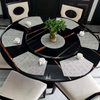 Round Table Mat Placemat Set of 6 for for Dining Table Grey Color Printed Pvc Green Mats & Pads Home Hotel Restaurant Irregular