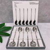 Korean 6 Pcs Metal Stainless Steel Coffee/tea Long Handle Spoon Set with Wedding Gift Box