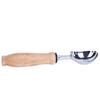 Bulk metal stainless steel wood ice-cream spoon ice cream scoop with comfortable wooden handle
