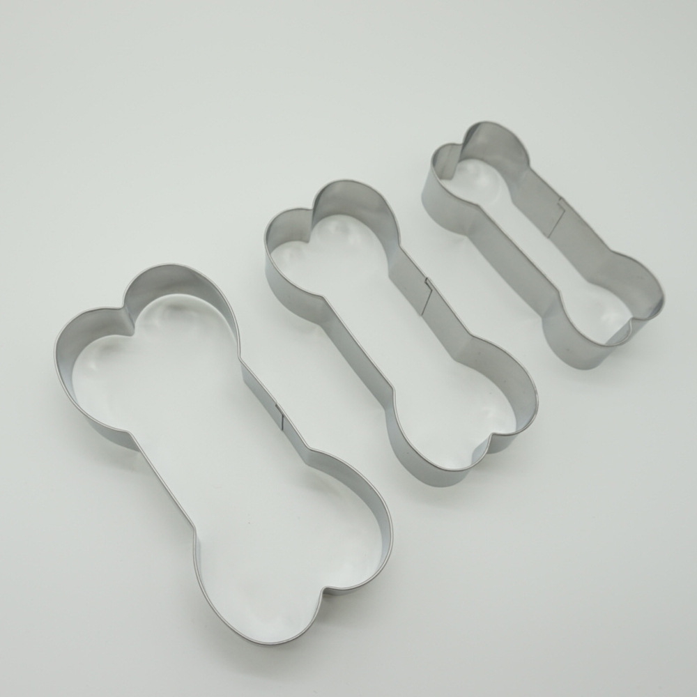 Wholesale 3pcs Cute Stainless Steel Metal Dog Bone Shapes Cookie Cutter Set