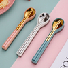2 Pcs Chopsticks Spoon Camping Travel Stainless Steel Cutlery Set with Box Case for Outdoor