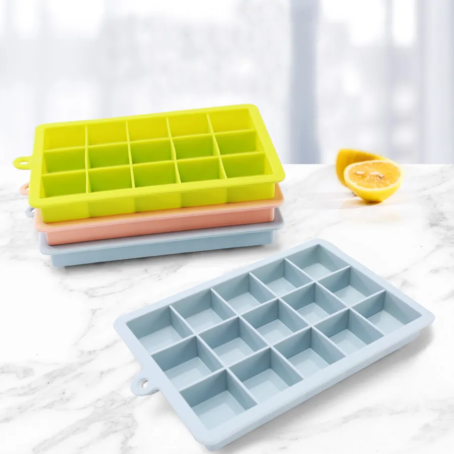 15 Grid Square Large Mold Silicone Ice Cube Trays Set Manufacturer