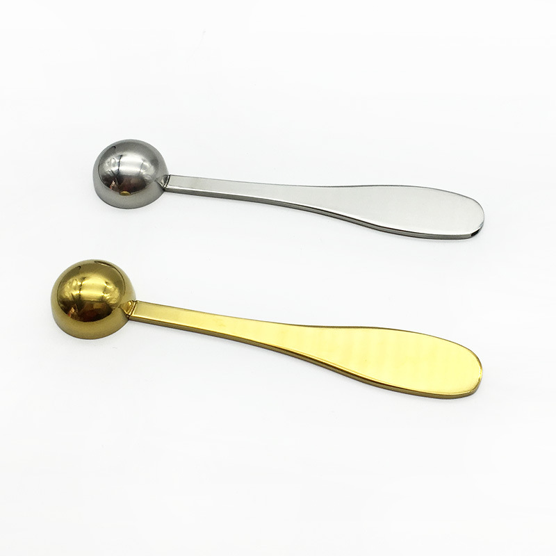 Small mini silver gold meta long handle spoon stainless steel 304 measuring scoop for coffee