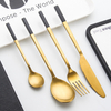 4pcs Gift Silverware Spoon Fork Knife Flatware Kit Stainless Steel Gold Cutlery Set in A Gift Box for Restaurant