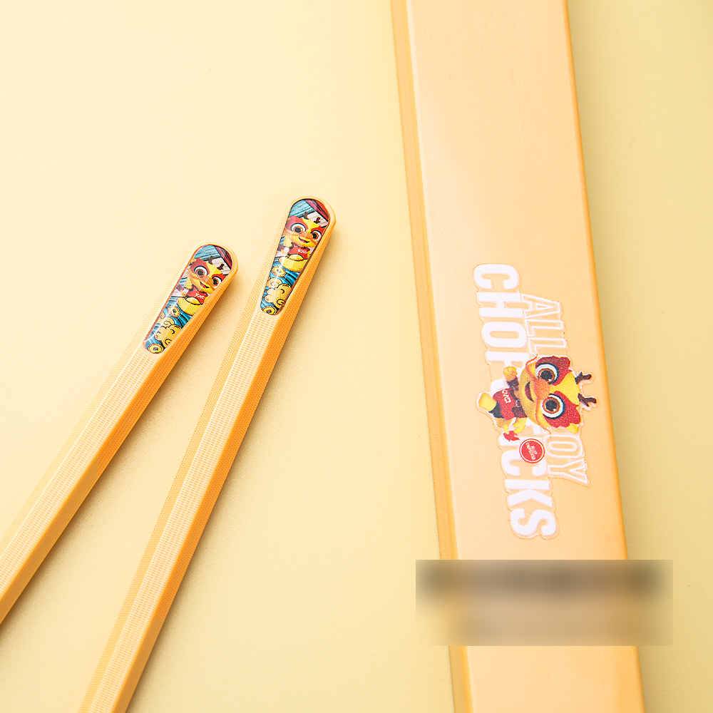 Chinese Style Traditional Lion Dance Pattern Printed PET Fiberglass Chopsticks with Fancy Plastic Abs Case