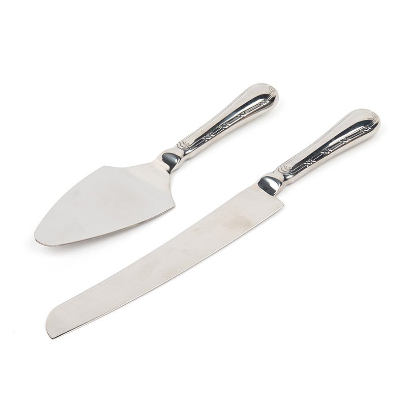 Luxury Royal Sliver Stainless Steel Wedding Knife Cutter And Cake Server Set