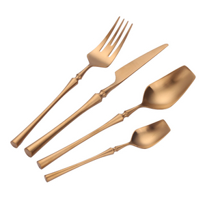 Luxury 304# spoon fork knife silverware wedding gift flatware stainless steel gold cutlery set