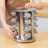 12/16/20 PCS Revolving Spice Bottle Rack Stainless Steel Glass Seasoning Jars Set with Rotary Stand Holder