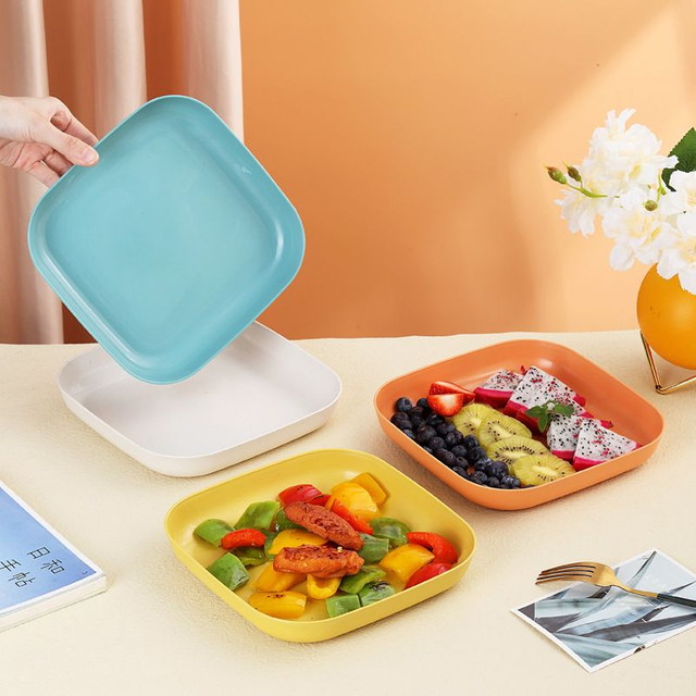 Hexagon Unbreakable Lightweight Wheats Straw Plates Dinner Plates Sets-Dishwasher & Microwave Safe Healthy Dinnerware
