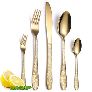 5 Pcs Piece High End Silverware Flatware Colorful Black And Gold Matte Stainless Steel Cutlery Set for Star Hotel