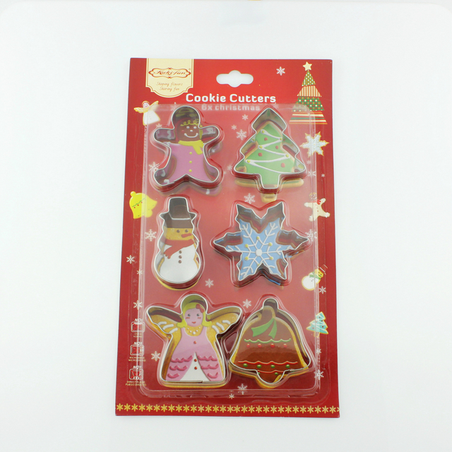 New 6 Pcs Large Christmas Tree Snowflake Snowman Mold Stainless Steel Cookie Cutter Set