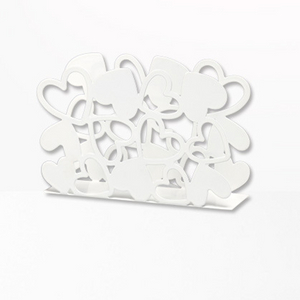 Customized Decorative White Heart Shape Design Concrete Iron Antique Metal Napkin Holder for Wedding Banquet