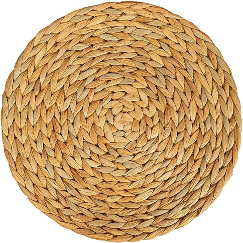 Wholesale 4 To 15 Inches Round Water Hyacinth Woven Natural Straw Placemats